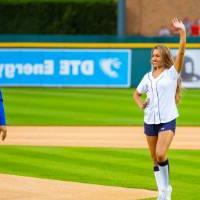 3 individuals on the field at Comerica Park pt. 2